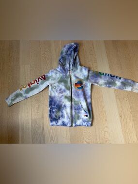 Aviator Nation Purple and Cream Tie-Dye Hoodie with Sun Label